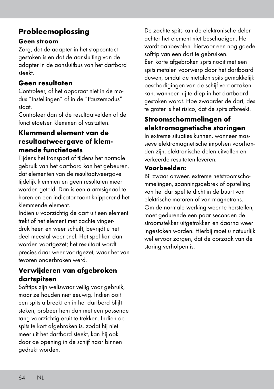 Probleemoplossing | Crivit DS-1532 User Manual | Page 64 / 82