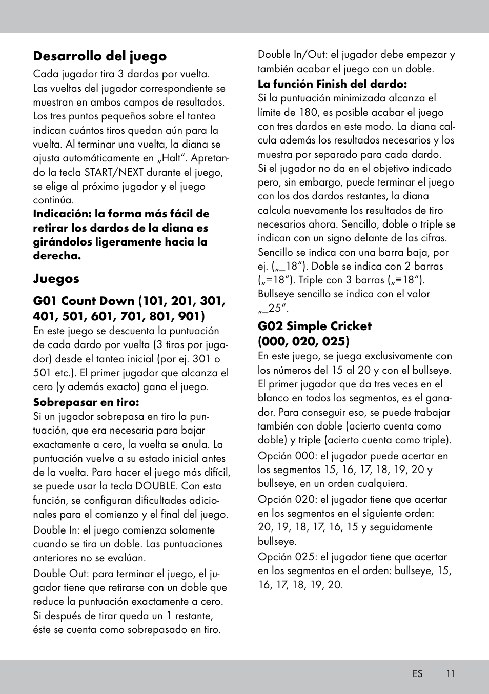 Desarrollo del juego, Juegos | Crivit DS-1532 User Manual | Page 11 / 82
