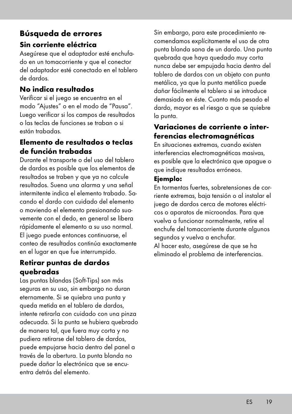 Búsqueda de errores | Crivit DS-1532 User Manual | Page 19 / 82