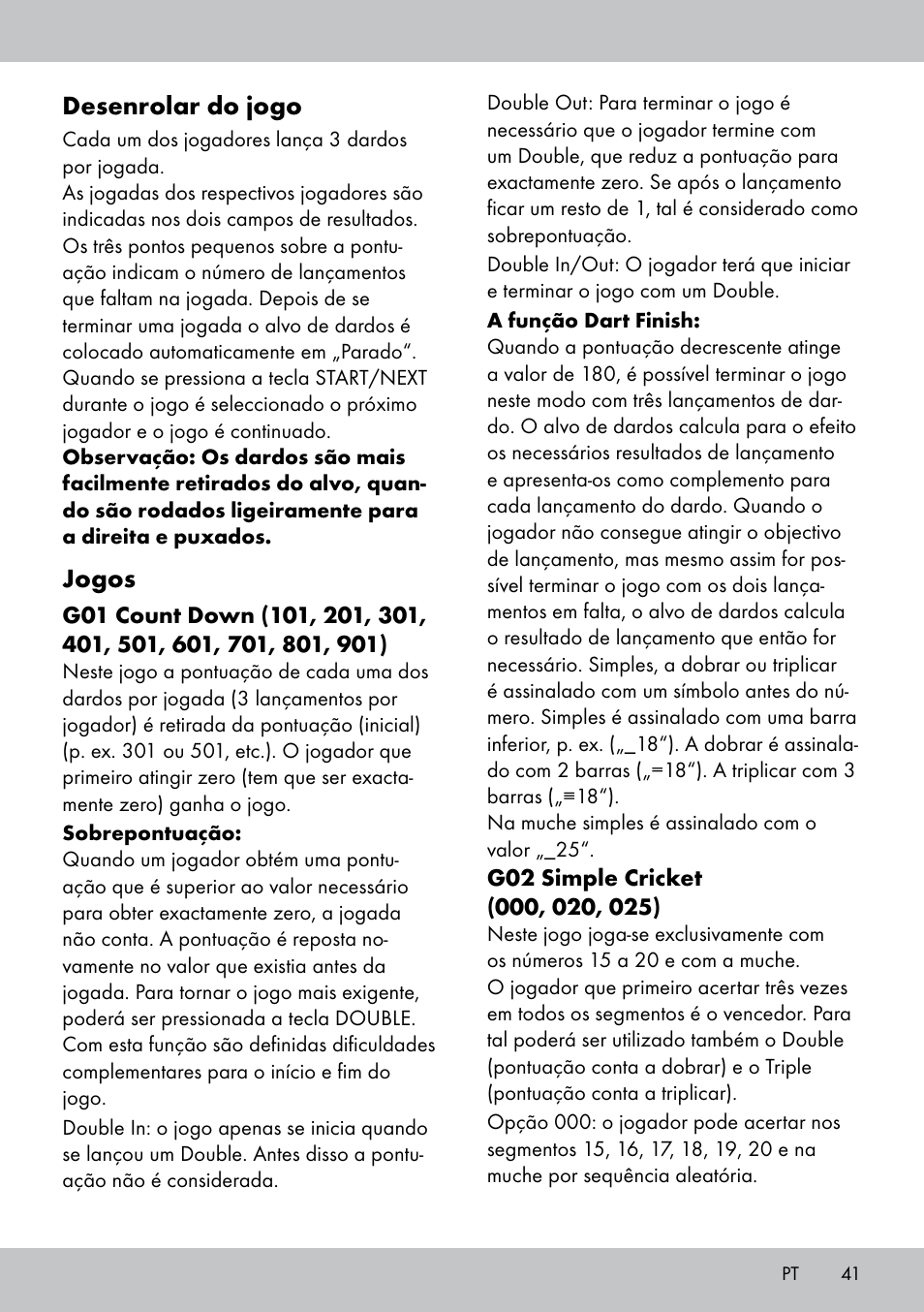 Desenrolar do jogo, Jogos | Crivit DS-1532 User Manual | Page 41 / 82