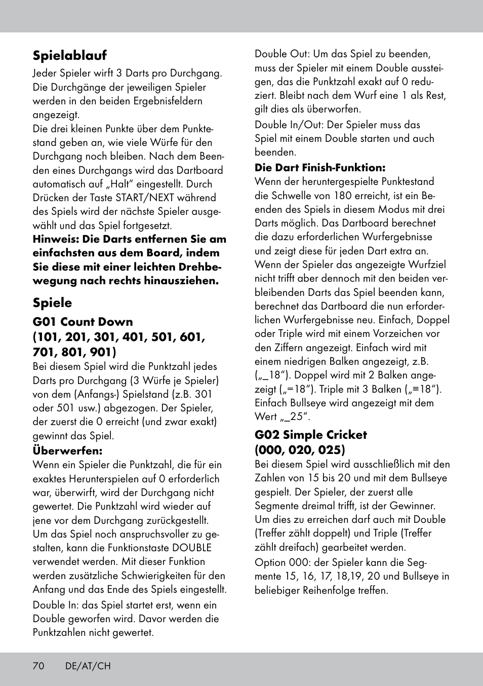 Spielablauf, Spiele | Crivit DS-1532 User Manual | Page 70 / 82