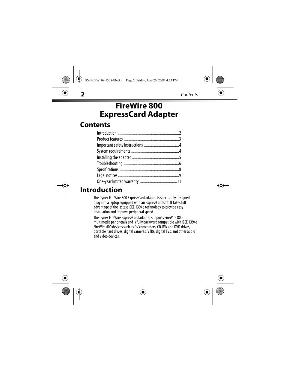 Dynex DX-ECFW User Manual | Page 2 / 16