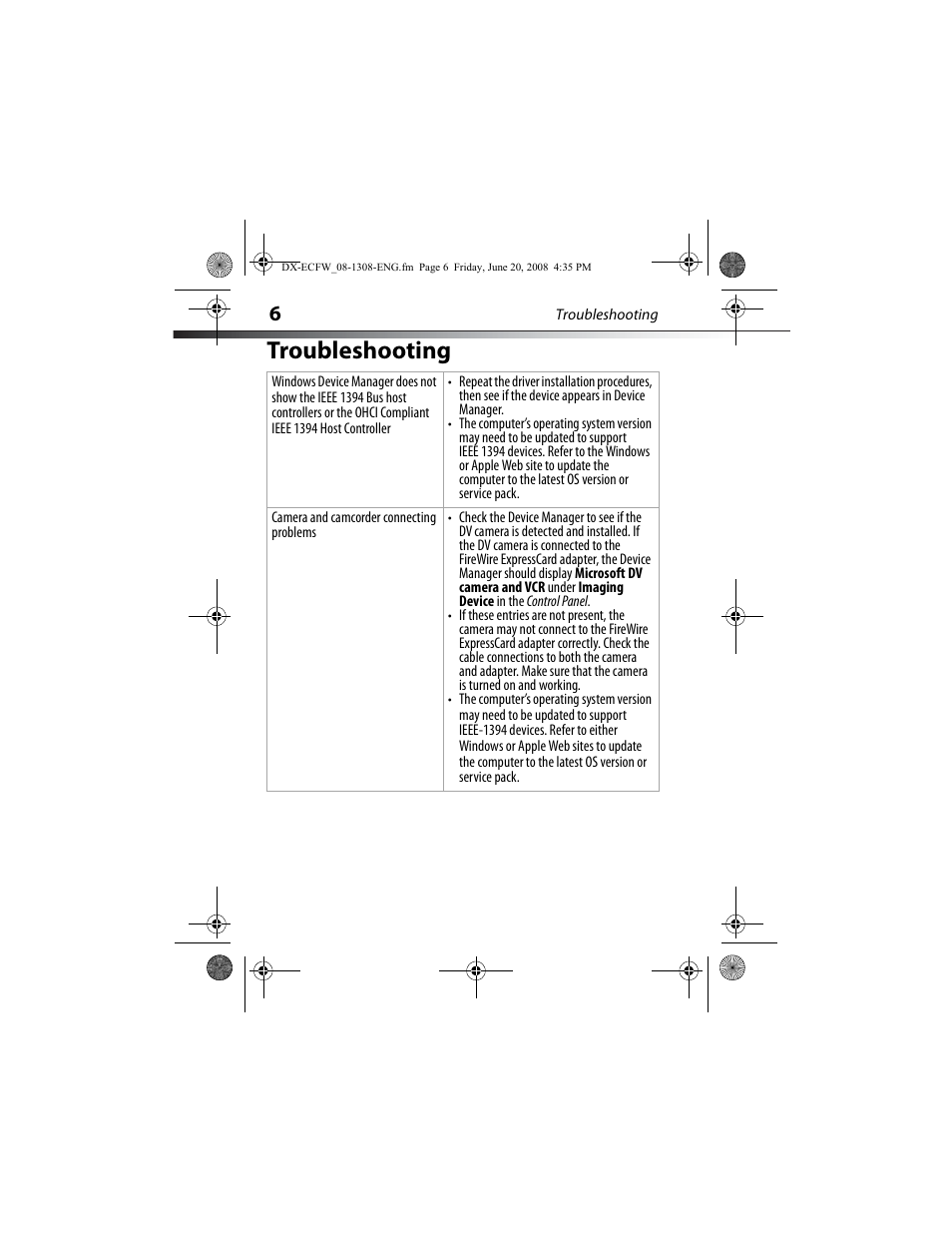 Troubleshooting | Dynex DX-ECFW User Manual | Page 6 / 16