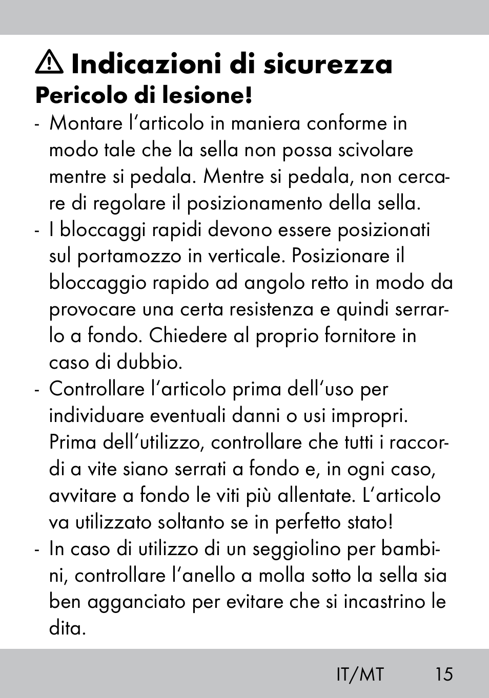Indicazioni di sicurezza | Crivit MS-1574 User Manual | Page 15 / 48