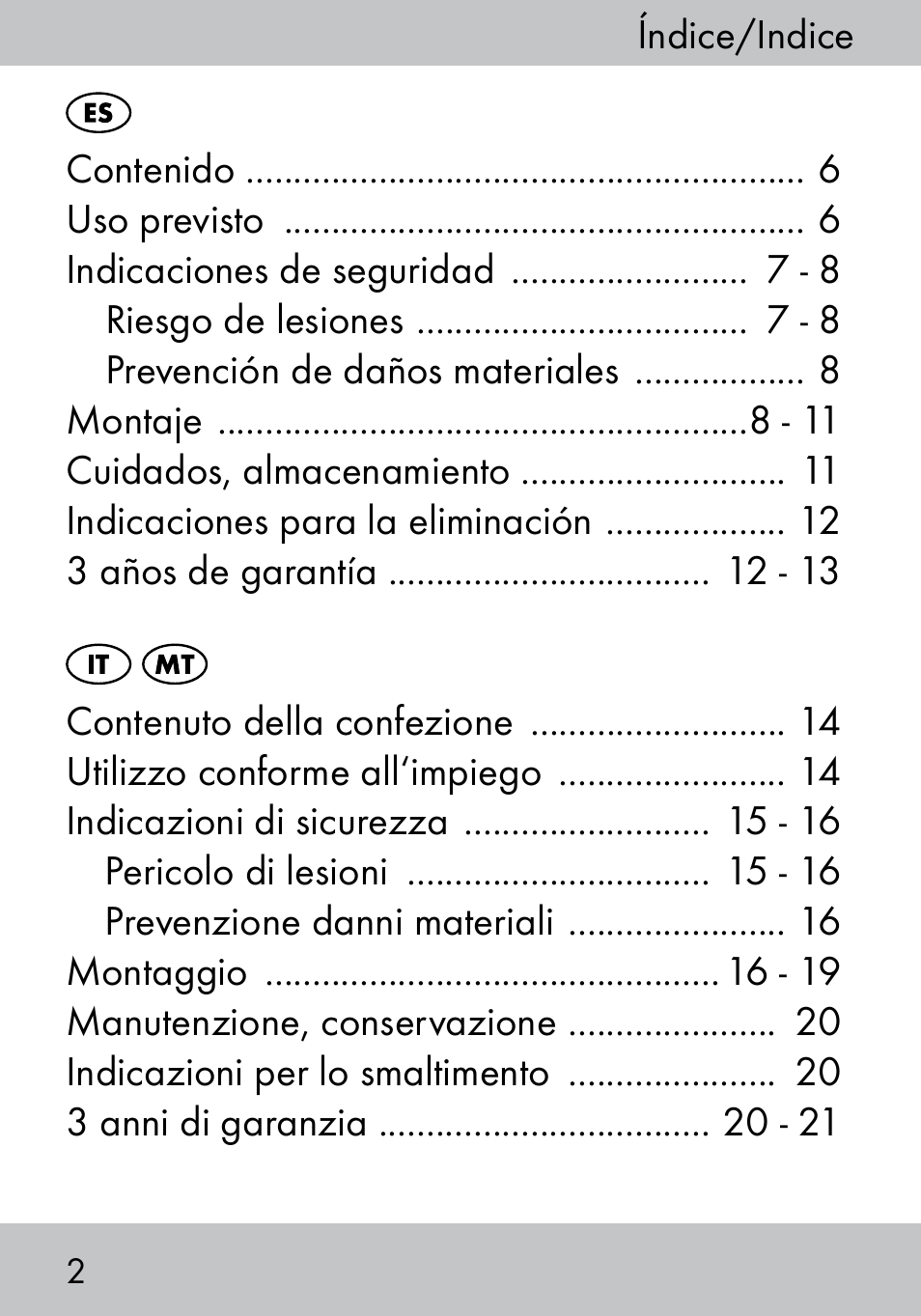 Crivit MS-1574 User Manual | Page 2 / 48