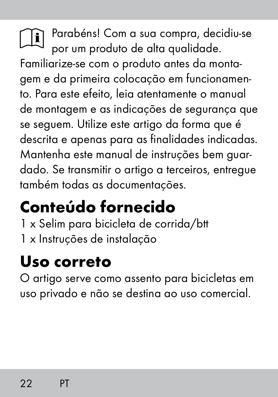 Conteúdo fornecido, Uso correto | Crivit MS-1574 User Manual | Page 22 / 48