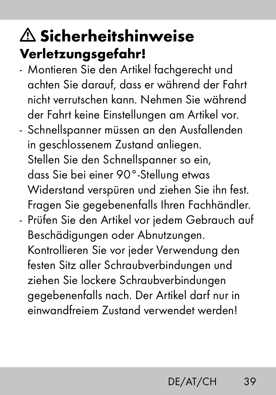 Sicherheitshinweise | Crivit MS-1574 User Manual | Page 39 / 48