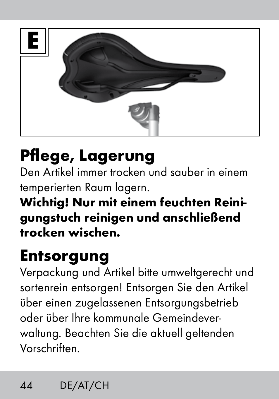 Pflege, lagerung, Entsorgung | Crivit MS-1574 User Manual | Page 44 / 48