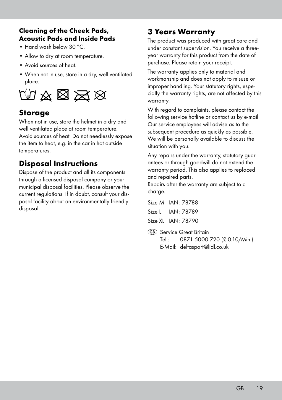 3 years warranty, Storage, Disposal instructions | Crivit DS-MULTIX301 User Manual | Page 17 / 26