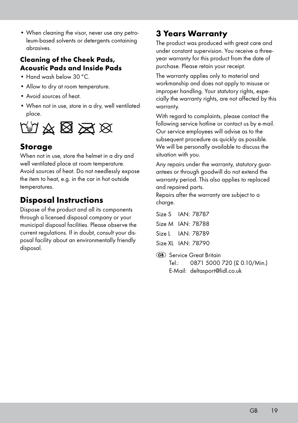 3 years warranty, Storage, Disposal instructions | Crivit DS-MULTIX301 User Manual | Page 17 / 26