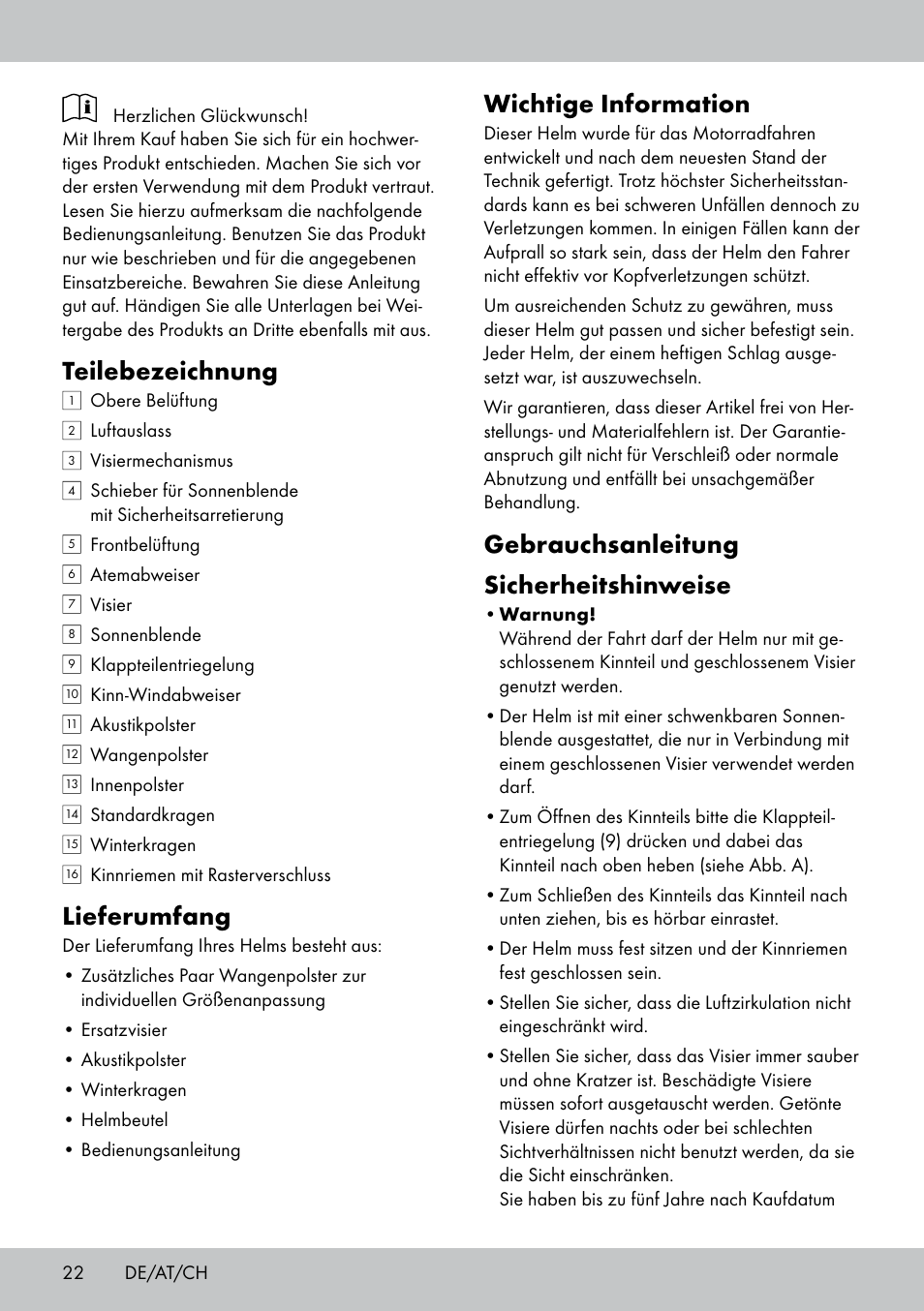 Teilebezeichnung, Lieferumfang, Wichtige information | Gebrauchsanleitung sicherheitshinweise | Crivit DS-MULTIX301 User Manual | Page 20 / 26