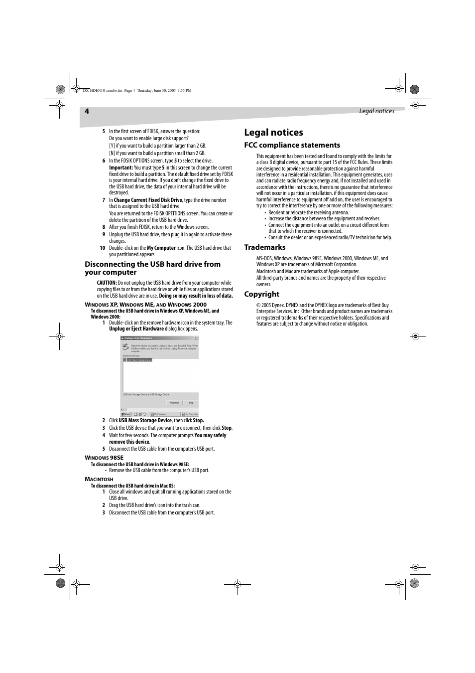 Legal notices | Dynex DX-HDEN10 User Manual | Page 4 / 12