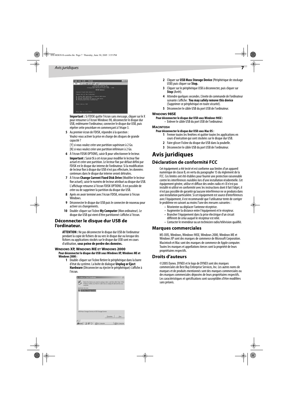 Avis juridiques | Dynex DX-HDEN10 User Manual | Page 7 / 12