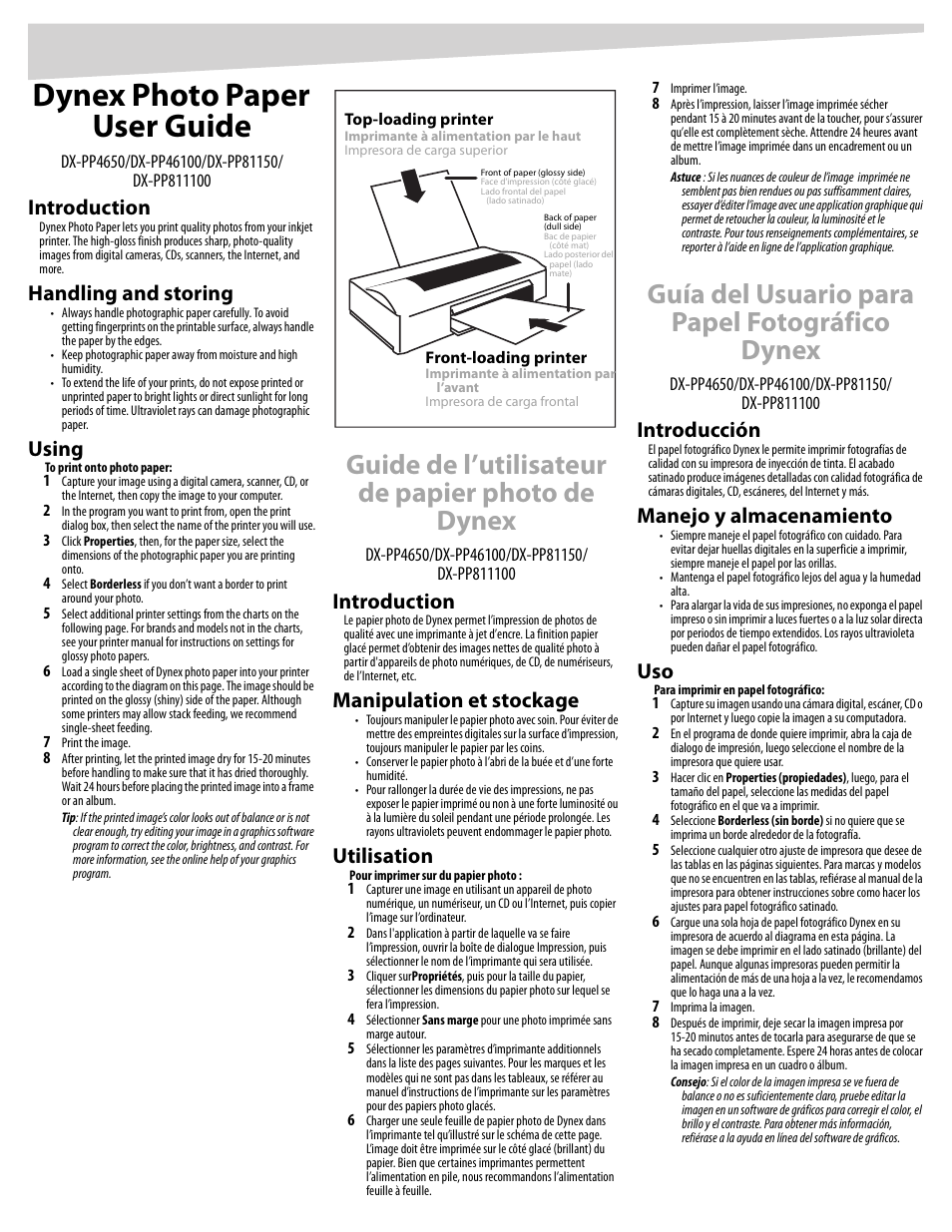 Dynex DX-PP811100 User Manual | 2 pages
