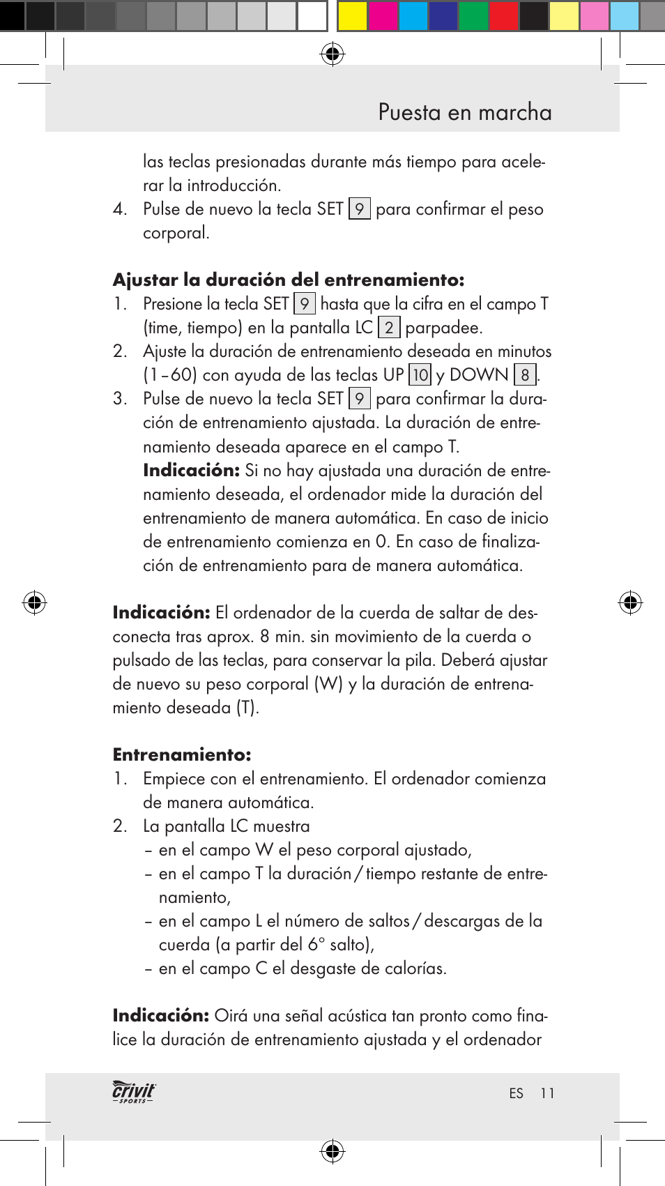 Puesta en marcha | Crivit Z31037 User Manual | Page 11 / 46