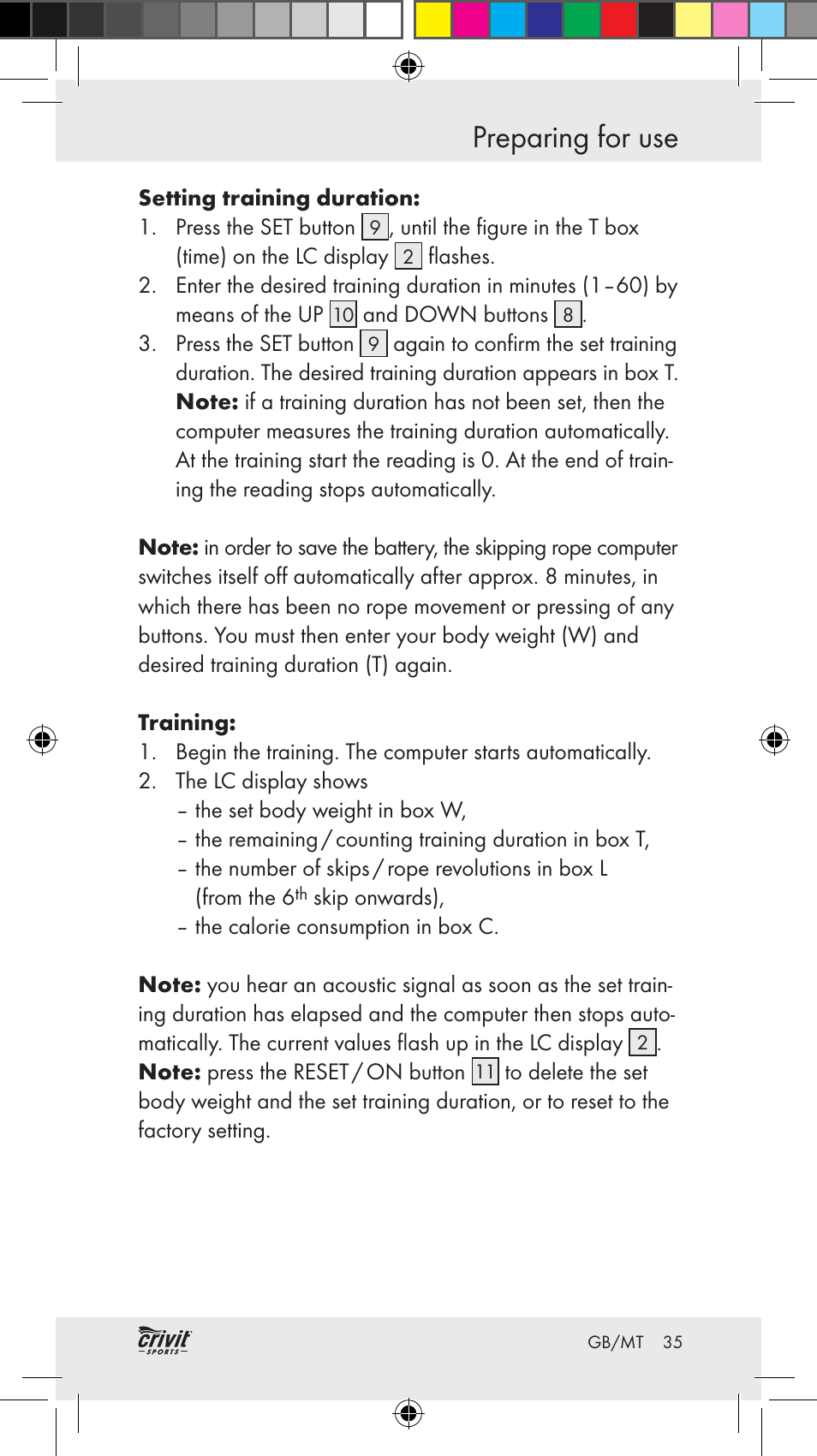 Preparing for use | Crivit Z31037 User Manual | Page 35 / 46