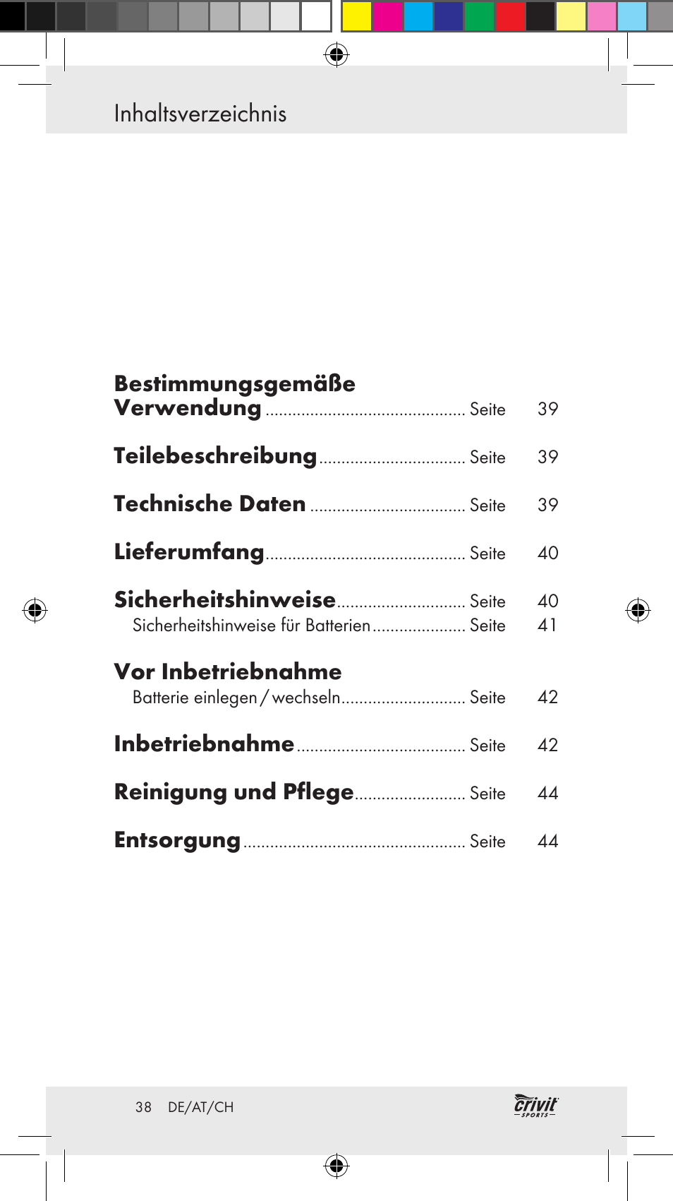 Crivit Z31037 User Manual | Page 38 / 46