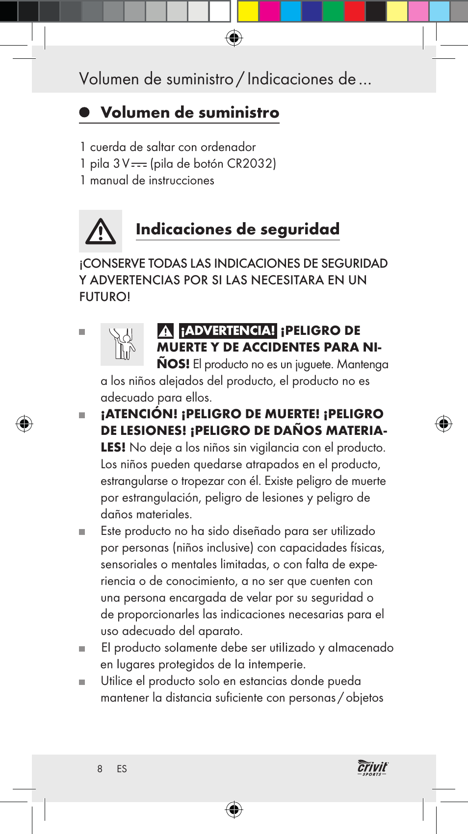 Volumen de suministro, Indicaciones de seguridad | Crivit Z31037 User Manual | Page 8 / 46
