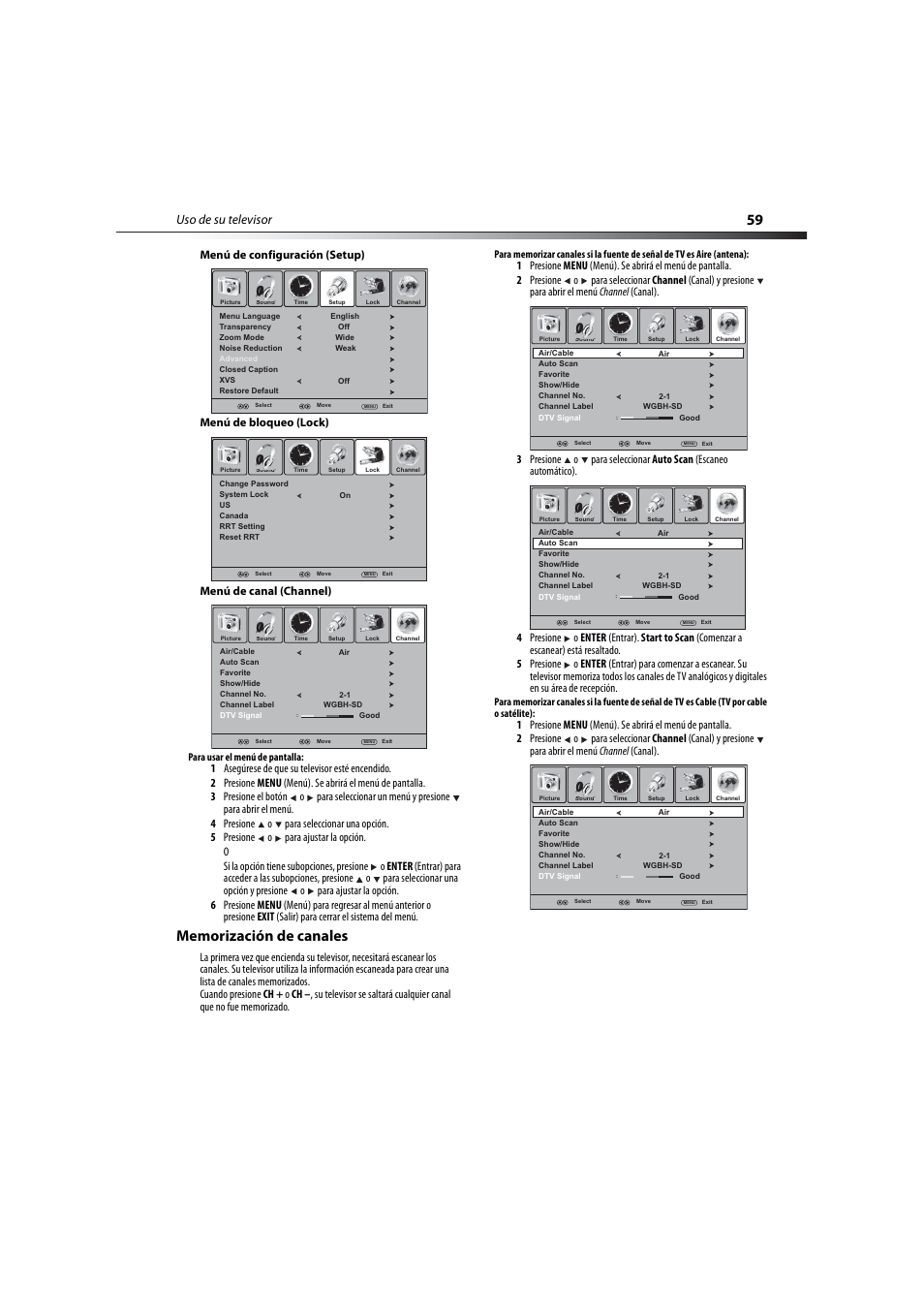 Memorización de canales, Uso de su televisor | Dynex DX-LCD32-09 User Manual | Page 59 / 76