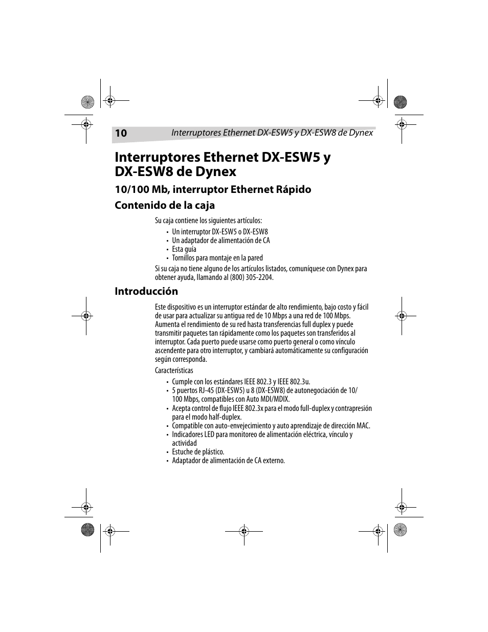 Interruptores ethernet dx-esw5 y dx-esw8 de dynex | Dynex DX-ESW5 User Manual | Page 10 / 14