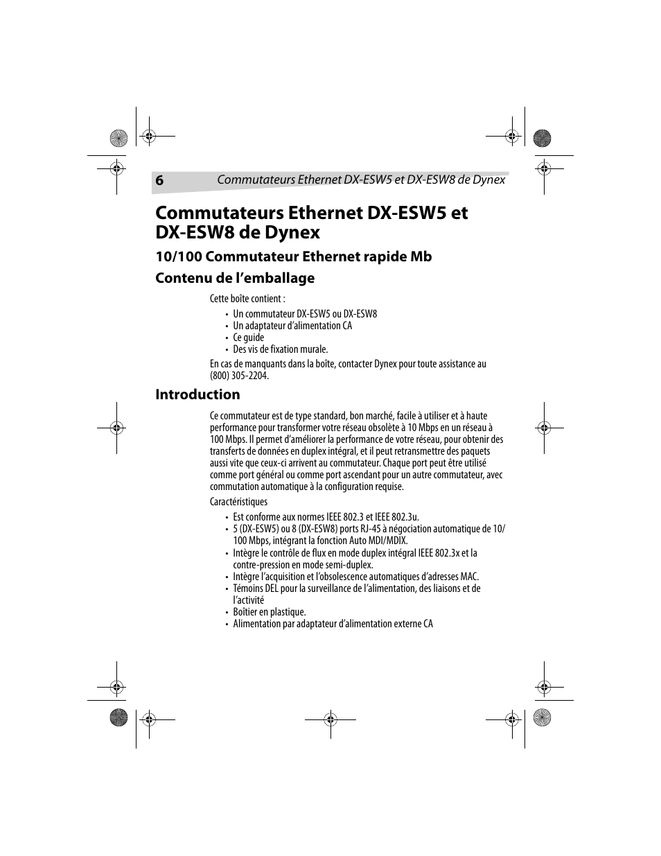 Commutateurs ethernet dx-esw5 et dx-esw8 de dynex | Dynex DX-ESW5 User Manual | Page 6 / 14