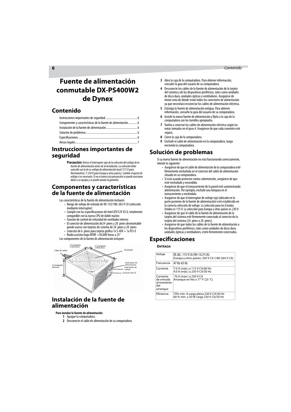 Dynex DX-PS400W2 User Manual | Page 6 / 8