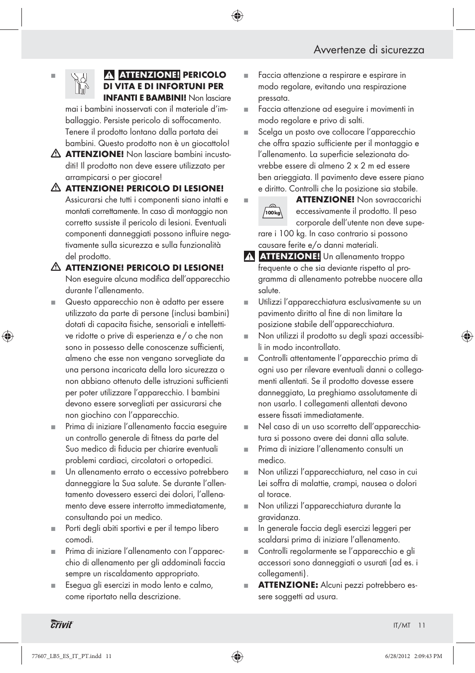 Avvertenze di sicurezza | Crivit Z30601 User Manual | Page 13 / 36