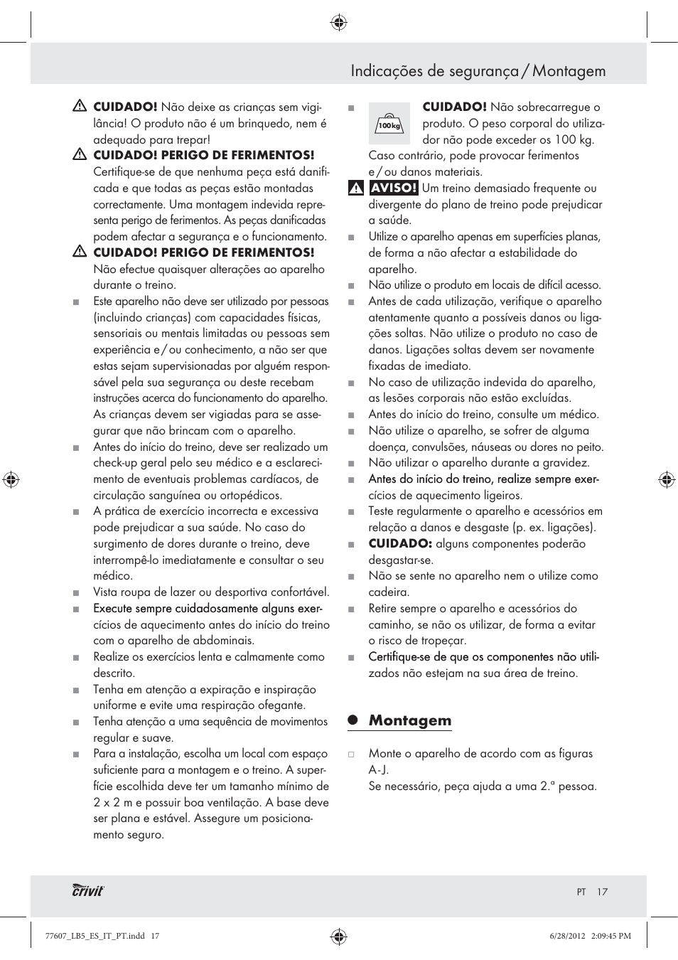 Indicações de segurança / montagem, Montagem | Crivit Z30601 User Manual | Page 19 / 36