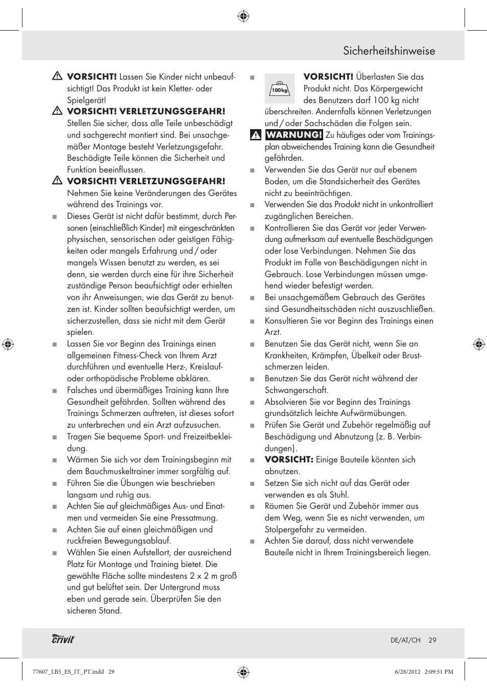 Sicherheitshinweise | Crivit Z30601 User Manual | Page 31 / 36