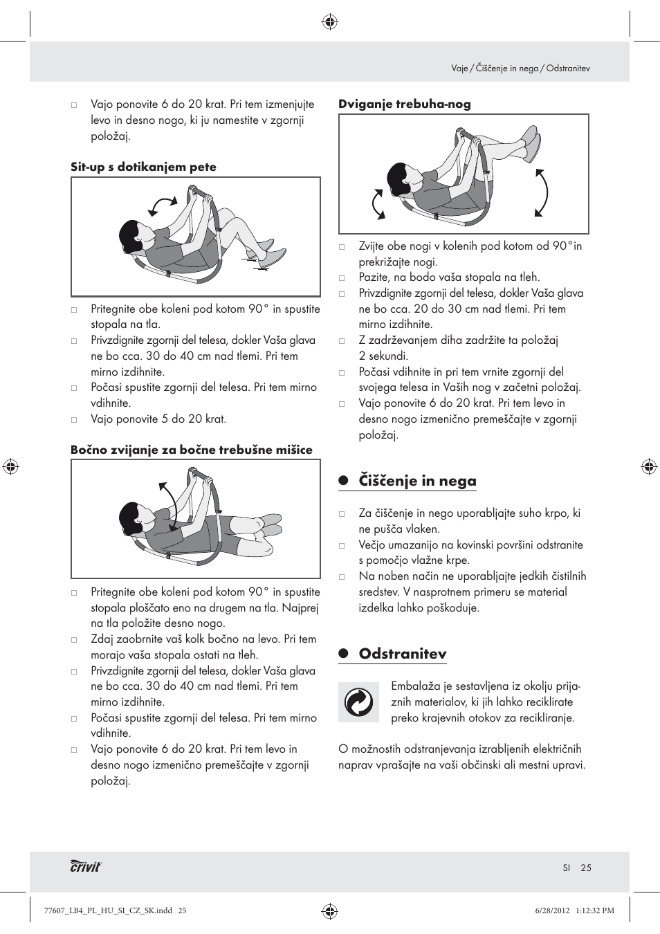 Čiščenje in nega, Odstranitev | Crivit Z30601 User Manual | Page 27 / 48
