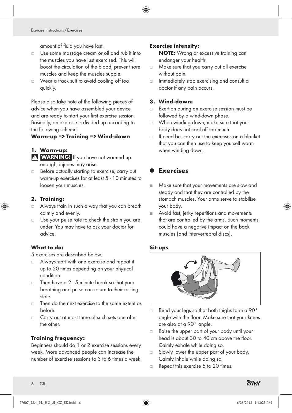 Exercises | Crivit Z30601 User Manual | Page 8 / 48