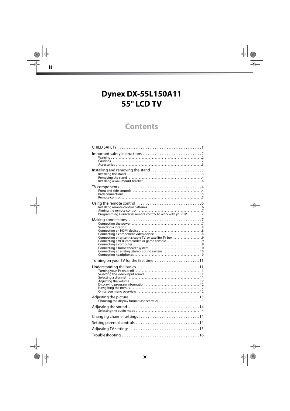 Dynex DX-55L150A11 User Manual | Page 2 / 25