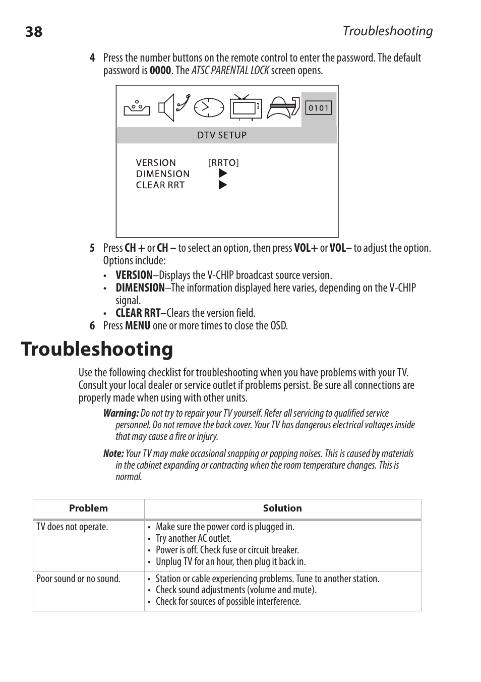 Troubleshooting | Dynex DX-RCRT20-09 User Manual | Page 38 / 44