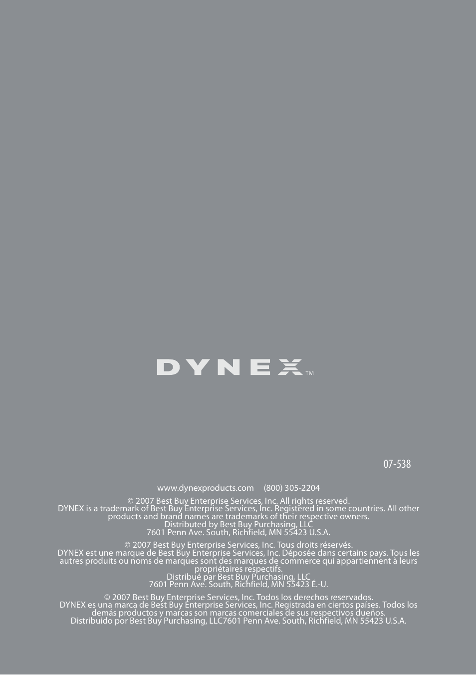 Dynex DX-RCRT20-09 User Manual | Page 44 / 44