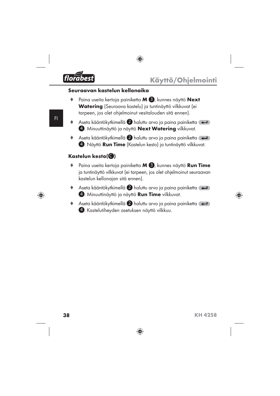 Käyttö/ohjelmointi | Florabest KH 4258 User Manual | Page 40 / 98