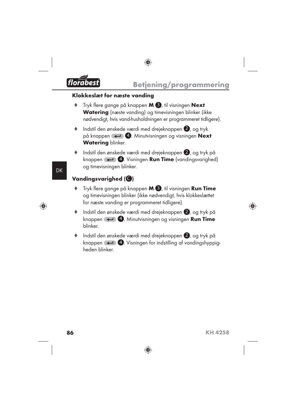 Betjening/programmering | Florabest KH 4258 User Manual | Page 88 / 98