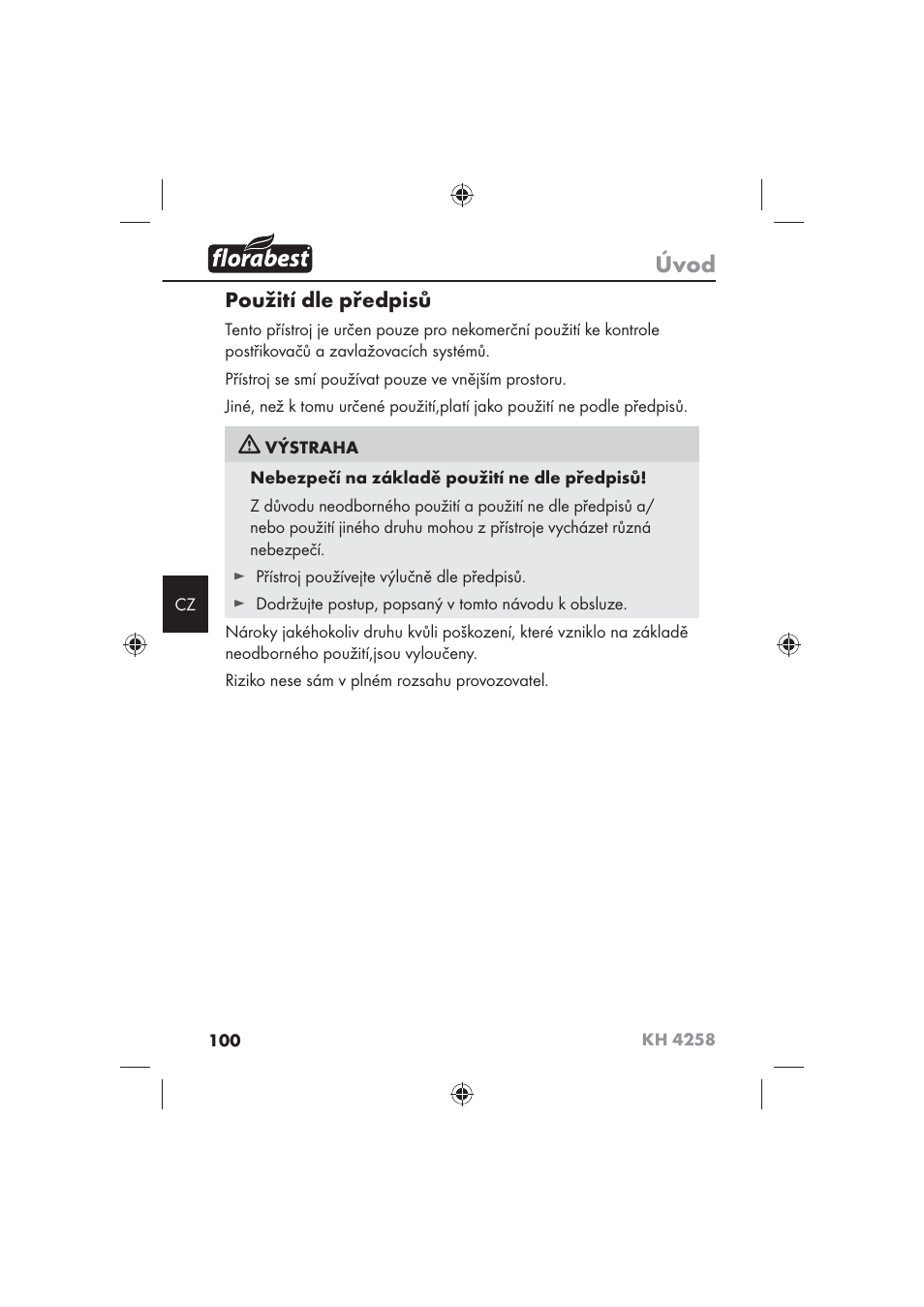Úvod, Použití dle předpisů | Florabest KH 4258 User Manual | Page 102 / 170