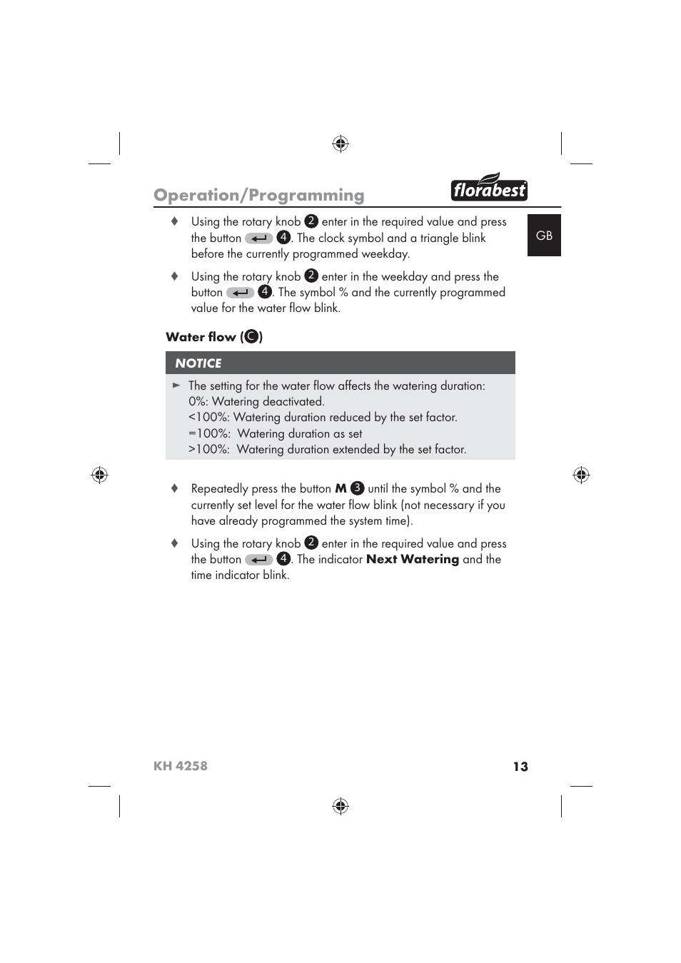 Operation/programming | Florabest KH 4258 User Manual | Page 15 / 170