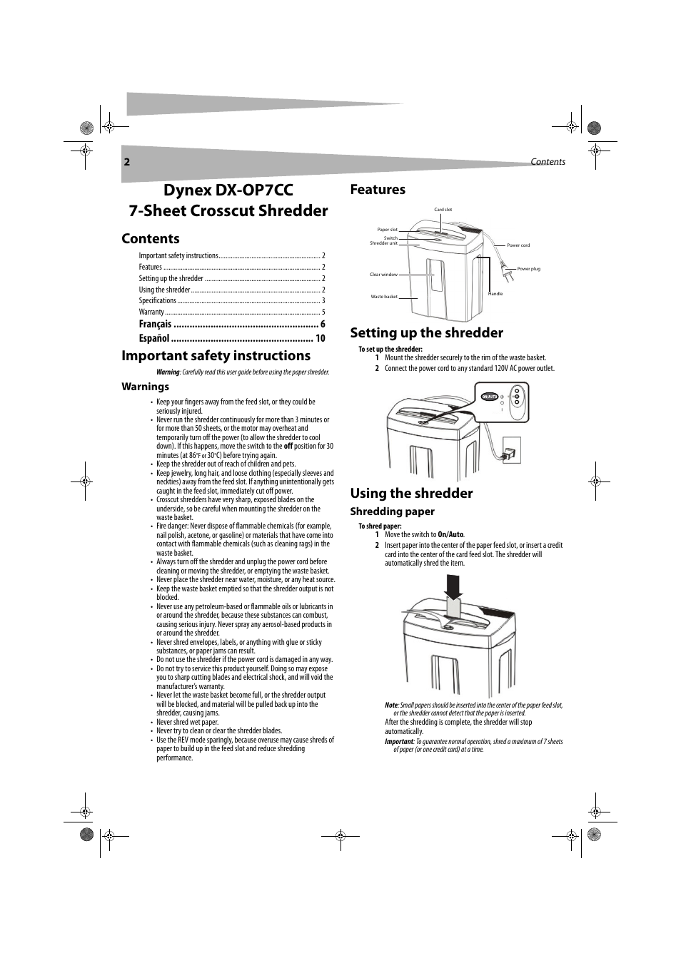 Dynex DX-OP7CC User Manual | Page 2 / 16