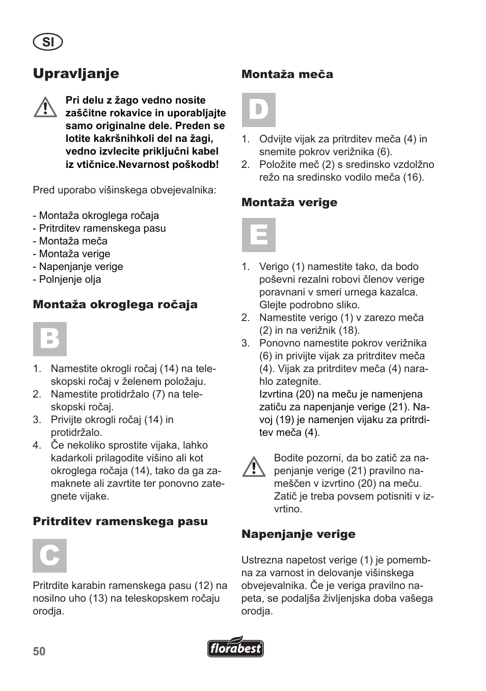 Upravljanje | Florabest FHE 550 A1 User Manual | Page 50 / 118