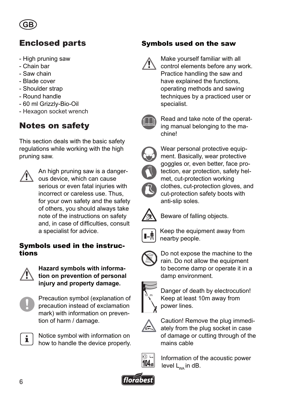 Enclosed parts | Florabest FHE 550 A1 User Manual | Page 6 / 118