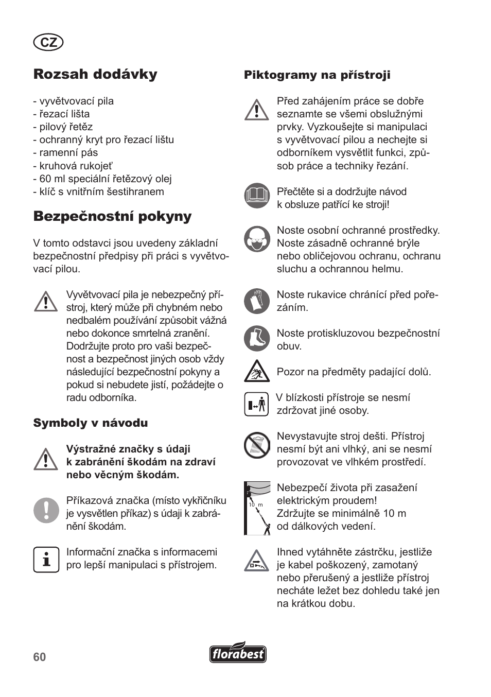Rozsah dodávky, Bezpečnostní pokyny | Florabest FHE 550 A1 User Manual | Page 60 / 118