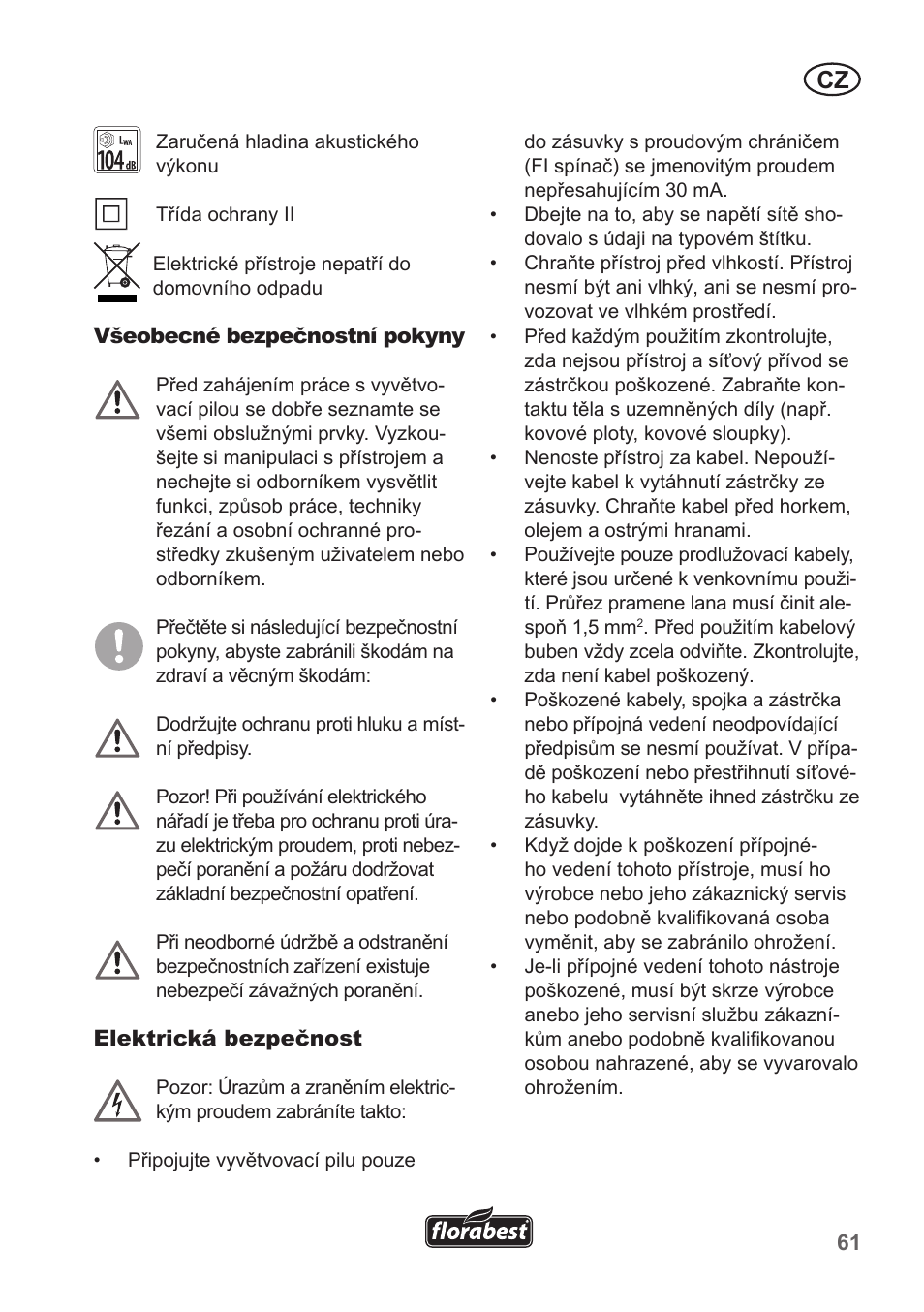 Florabest FHE 550 A1 User Manual | Page 61 / 118