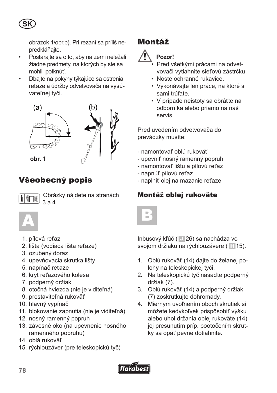 Všeobecný popis, Montáž | Florabest FHE 550 A1 User Manual | Page 78 / 118