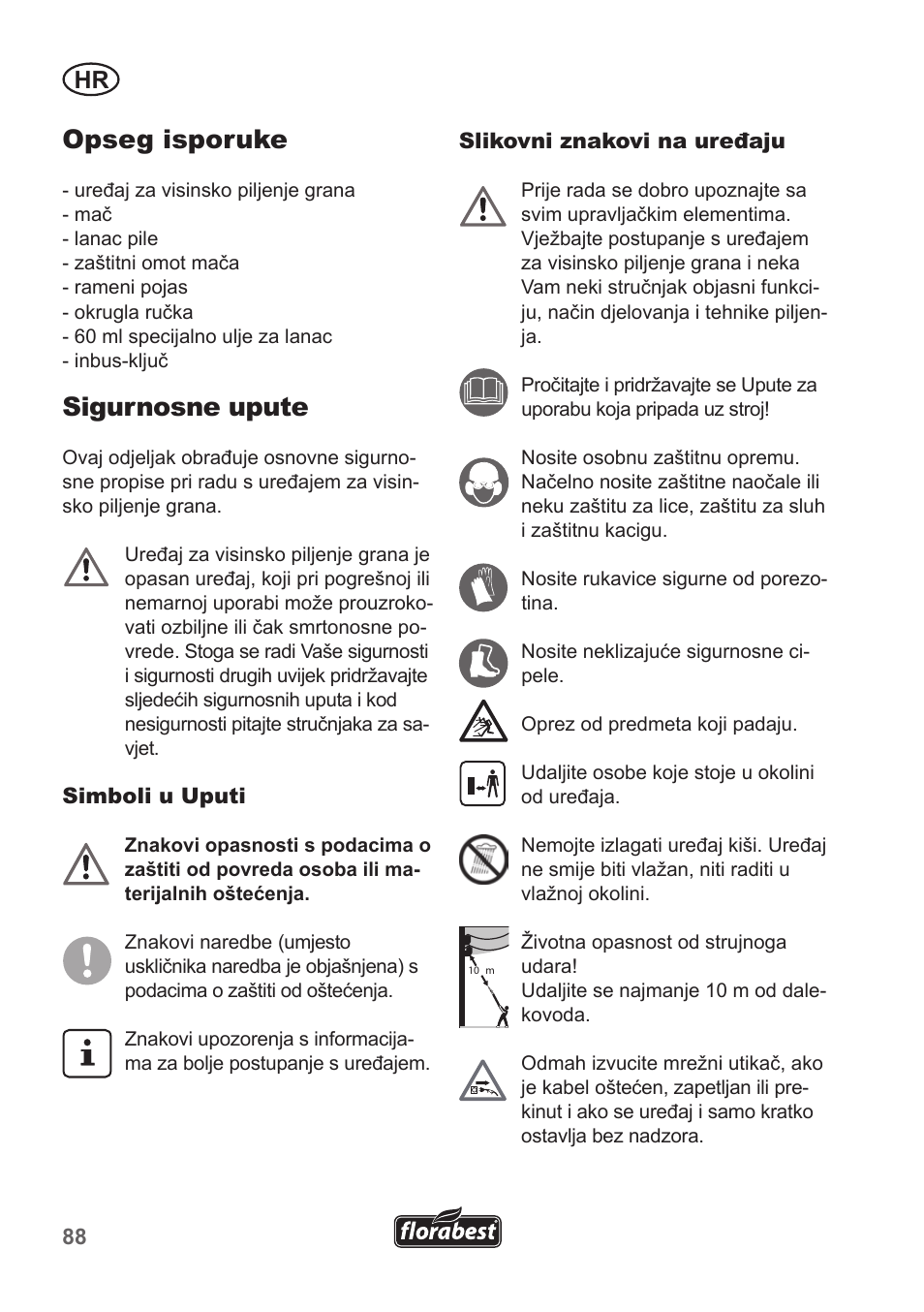 Opseg isporuke, Sigurnosne upute | Florabest FHE 550 A1 User Manual | Page 88 / 118