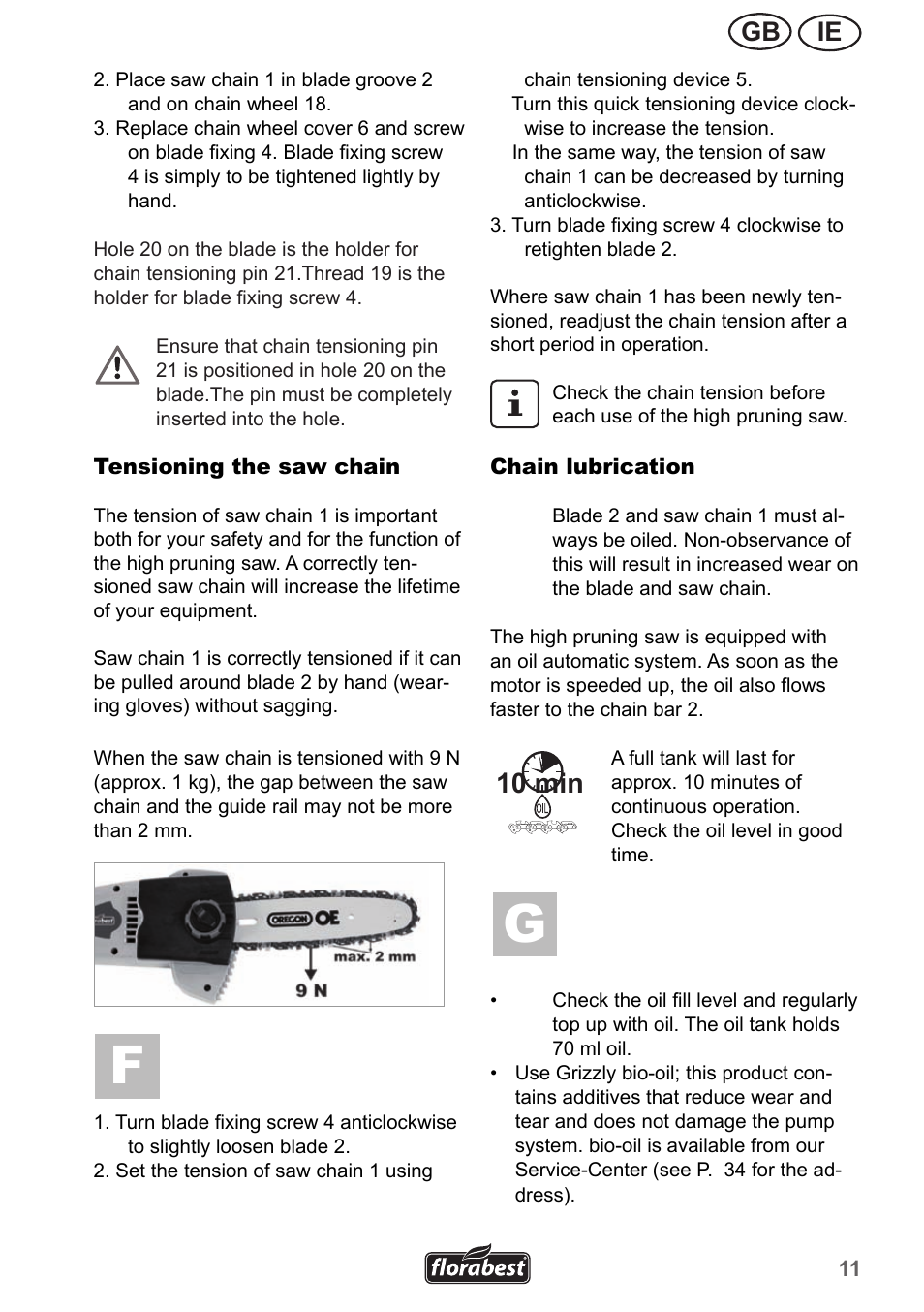 10 min, Ie gb | Florabest FHE 550 A1 User Manual | Page 11 / 35