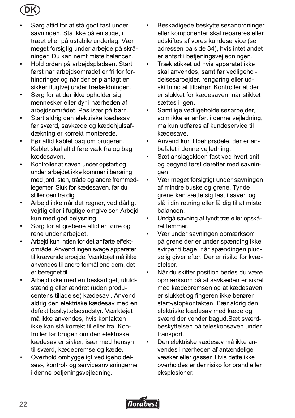 Florabest FHE 550 A1 User Manual | Page 22 / 35