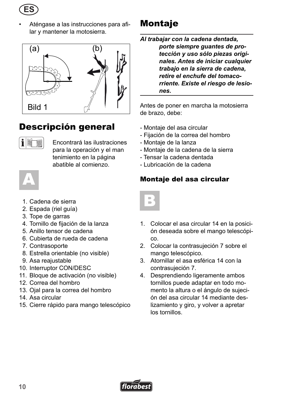 Descripción general, Montaje, B) (a) bild 1 | Florabest FHE 550 A1 User Manual | Page 10 / 79
