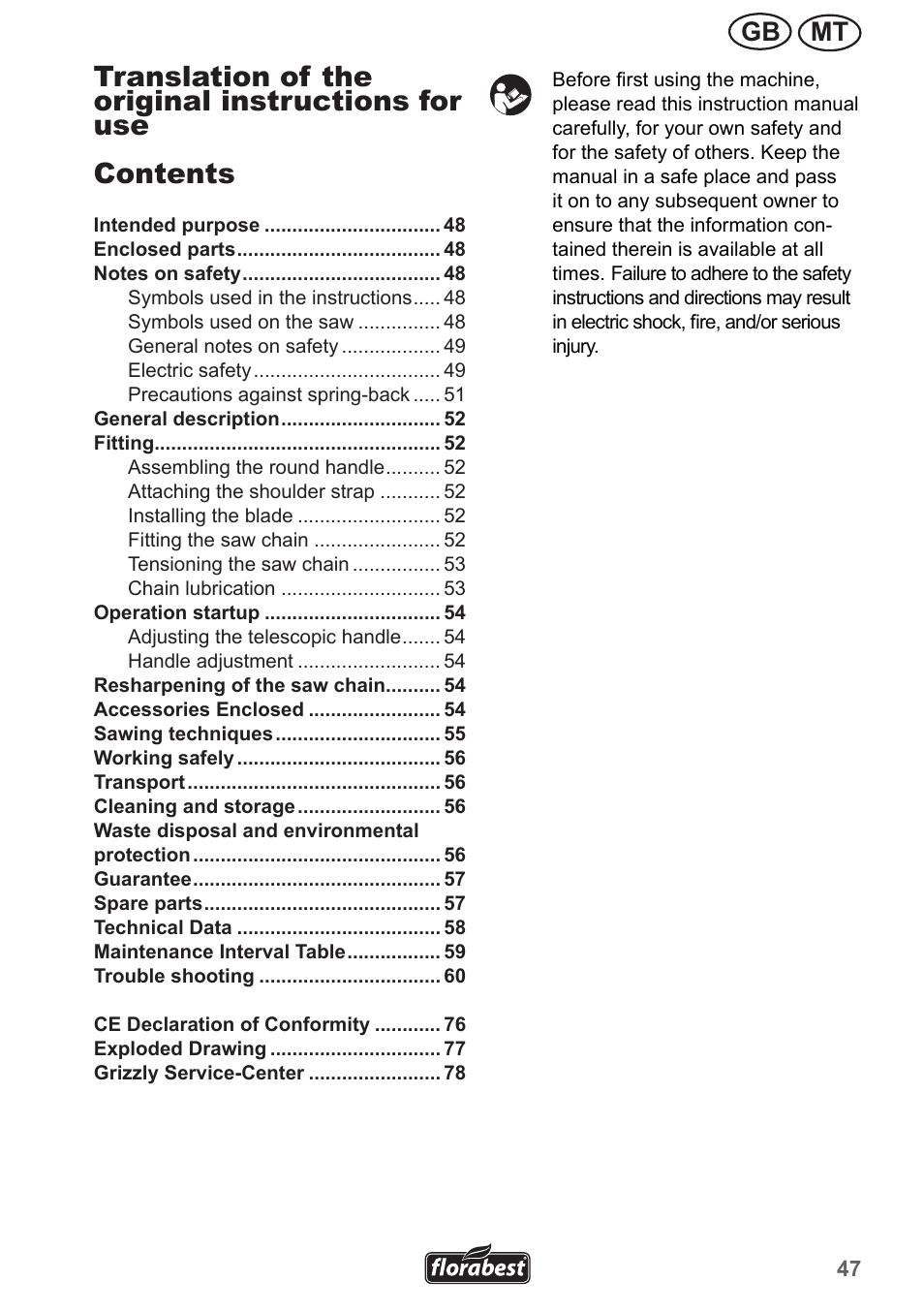 Florabest FHE 550 A1 User Manual | Page 47 / 79