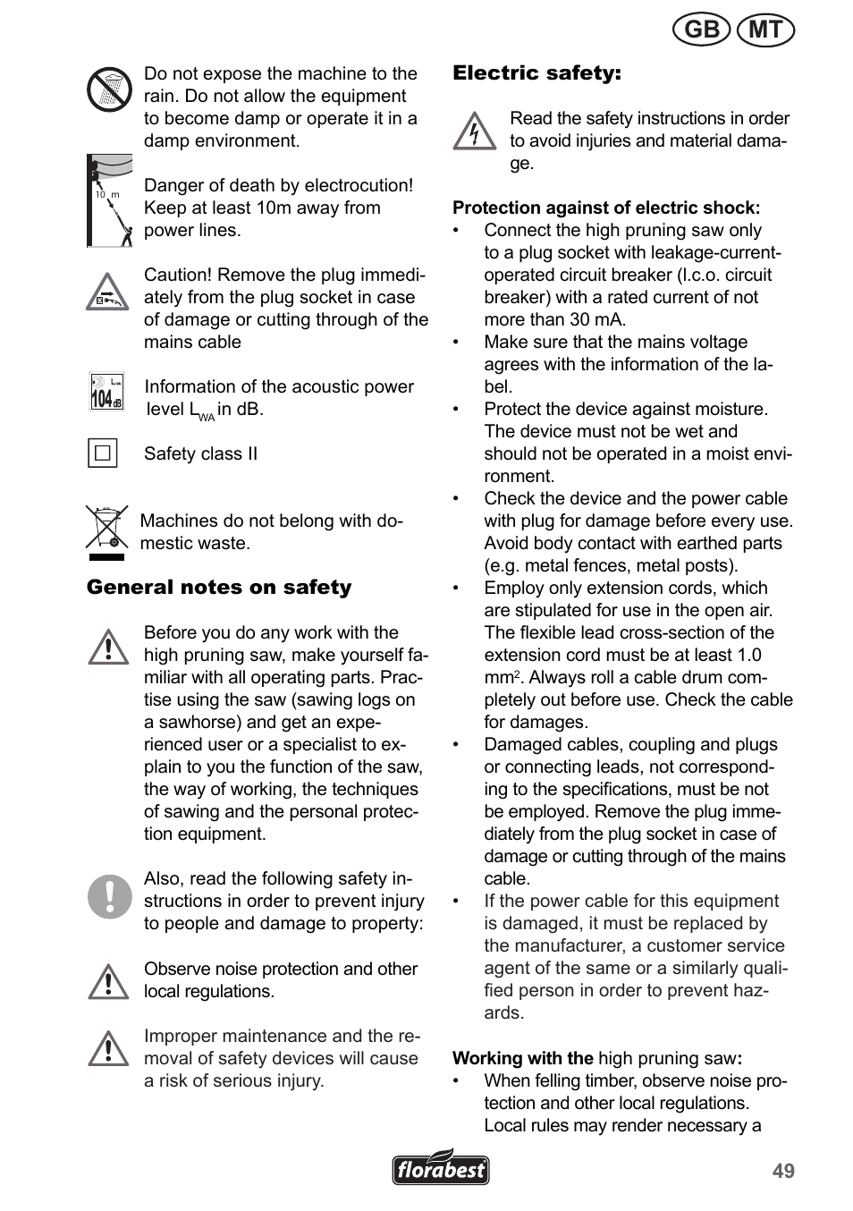 Mt gb | Florabest FHE 550 A1 User Manual | Page 49 / 79